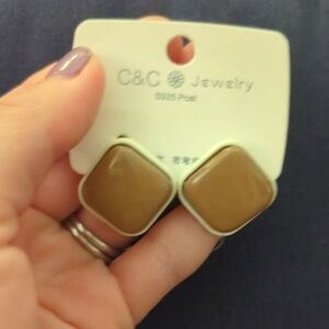 C&C California Brown Square Earrings
